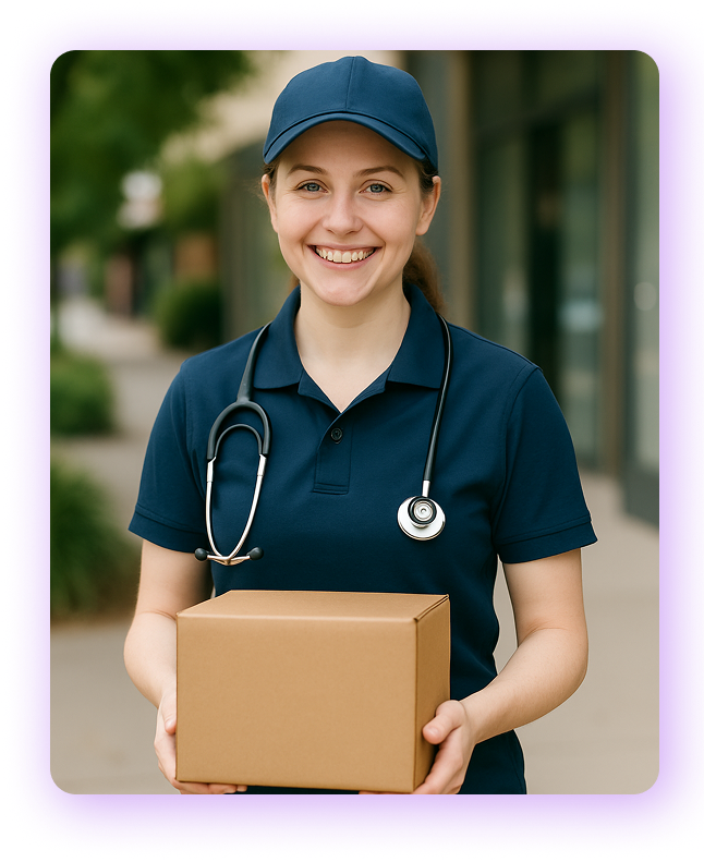 Healthcare professional delivering medications